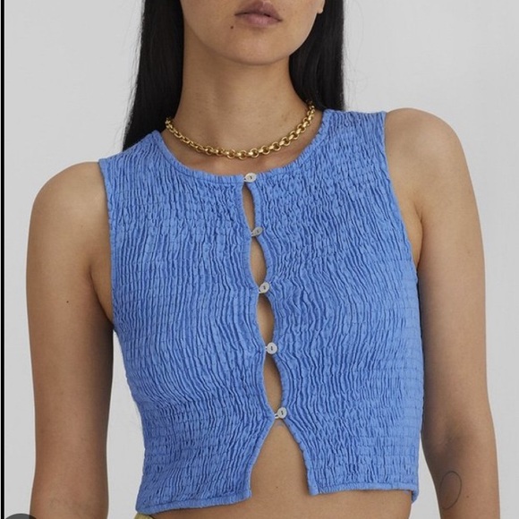 Paloma Wool Tops - Paloma Wool Livi Top Blue Button Tank Top